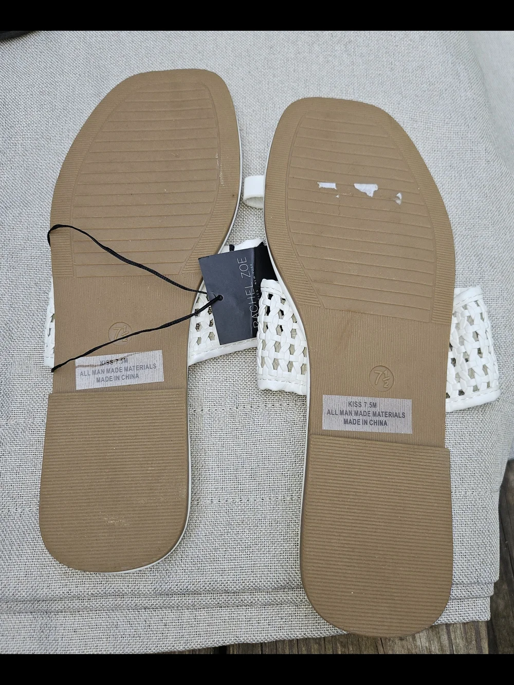 Rachel Zoe White Woven Slide Sandals